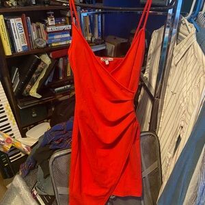 Charlotte Russe Red Asymmetrical Slip Mini Dress